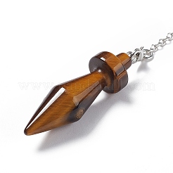 Природные маятники с заостренным кончиком тигрового глаза AJEW-B020-05P-02