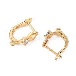 Componenti per orecchini a cerchio romboidale in ottone con micro pavé di zirconi cubici Shegrace&nbsp;XGRQ79327-932G