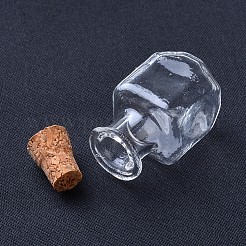 ガラスボトル  コルク栓付き  ウィッシングボトル  キューブ  透明  26.5x14mm  ボトルネック：直径8mm  容量：2ml（0.06液量オンス）&nbsp;AJEW-D037-09