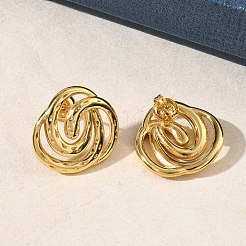 Pendientes de botón de acero inoxidable 304 con diseño de vórtice para mujer&nbsp;EJEW-K333-03G