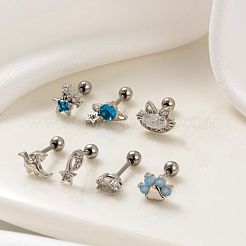 316lステンレススチールキュービックジルコニア軟骨イヤリング（女性用）  ローズゴールド  4＃  6mm  ピン：0.8mm&nbsp;WGF6ABA-11