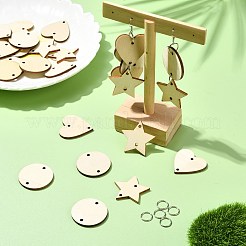 180 шт. 3 стиля неокрашенных необработанных деревянных звеньев&nbsp;WOOD-CJ0002-24