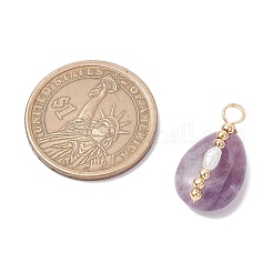 Подвески из натурального аметиста и натурального культивированного пресноводного жемчуга&nbsp;PALLOY-JF03645-04