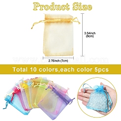 50 pz 10 colori sacchetti regalo in organza con coulisse&nbsp;OP-YW0002-02