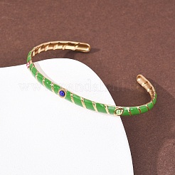 Браслеты-манжеты из нержавеющей стали 304 с эмалью для женщин&nbsp;BJEW-H637-02A-G