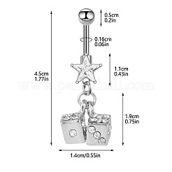 Кольца для живота в форме изогнутой штанги из хирургической нержавеющей стали 316L с кубическим цирконием и звездами FS-WG3E776-02