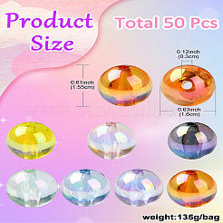 50 шт. Прозрачные акриловые бусины&nbsp;OACR-CJ0002-14