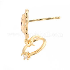 Ohrstecker mit bunten Zirkonia-Steinen aus Messing mit Pflastersteinen&nbsp;KK-N216-545