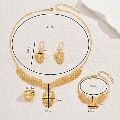 Винтажный сплав полые пшеничные серьги браслеты и ожерелья и кольца набор для женщин AM1259