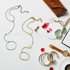 2шт 2-х цветные браслеты из нержавеющей стали с перекрестными связями BJEW-CY0001-08