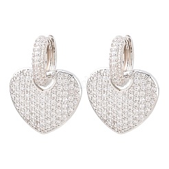 Boucles d'oreilles créoles pendantes en laiton serties de micro-pavés de zirconiums cubiques transparents&nbsp;EJEW-G471-30E-P