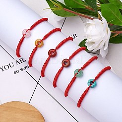 Плетеный браслет из бисера из натурального желтого нефрита&nbsp;BJEW-SW00047-04