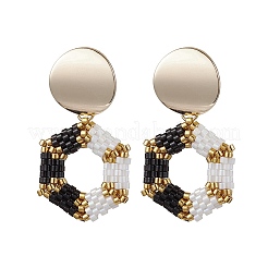 Boucles d'oreilles à tige hexagonales en verre&nbsp;EJEW-MZ00306