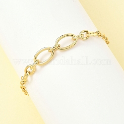 Браслеты из латунного троса и цепочки Фигаро для женщин&nbsp;BJEW-JB12847