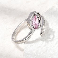 Offene Manschettenringe aus Messing mit Mikropavé und Zirkonia für Damen&nbsp;RJEW-L343-01P