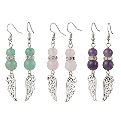 Серьги-подвески в форме крыльев из натурального аметиста EJEW-TA00684