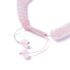 Регулируемые браслеты из бисера натурального розового кварца BJEW-F369-A13