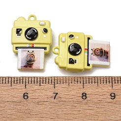 合金ペンダント  猫の形をしたチャームが付いたカメラ  焼き付け塗料  きいろ  20.5x14.5x6.5mm  穴：1.2mm&nbsp;PALLOY-A040-02B