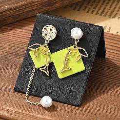 Серьги-гвоздики из латуни с имитацией жемчуга EJEW-D301-04G