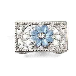 Латунный прямоугольник со стразами и цветочными многорядными звеньями&nbsp;KK-P306-21P