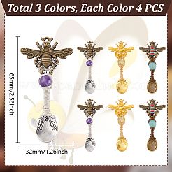 12 шт. 3-цветная кофейная чайная ложка из сплава и подвески в виде пчелы&nbsp;PALLOY-GA00013