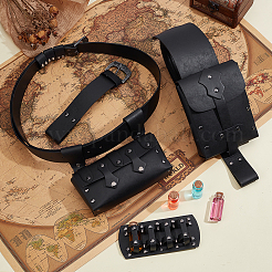 Sac ceinture médiéval en cuir PU pour deux bouteilles&nbsp;AJEW-WH0816-501B