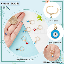 5 пара двухцветных эмалевых сережек-колец с подвесками от сглаза&nbsp;EJEW-AR0001-04