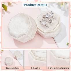 Восьмиугольные бархатные коробки для хранения колец с 3 слотом CON-WH0099-13A