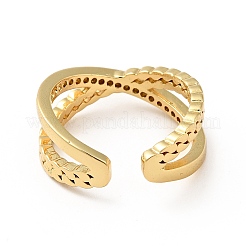 Кольцо-манжета с прозрачным кубическим цирконием и крест-накрест RJEW-I087-06