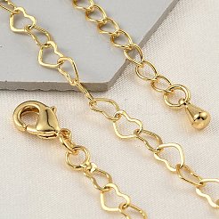 女性のための真鍮ハートリンクブレスレット  長持ちメッキ  901ステンレススチール留め具  鉛フリー＆カドミウムフリー  18KGP本金メッキ  6-1/4インチ(16cm)+エクステンダー: 50~60mm&nbsp;BJEW-G735-07G