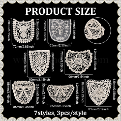 21 Stück 7 Stile Baumwolle aushöhlen Stickerei auf Stoff Patches nähen&nbsp;PATC-BC0001-30B