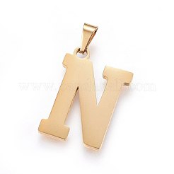 304ステンレススチールペンダントとスタッドピアスジュエリーセット  アルファベット  文字.n  20~23x13~19x1.5mm  穴：6x3mm  6~10x6~9x1mm  ピン：0.8mm&nbsp;SJEW-P099-14G