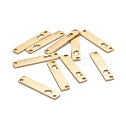 ステンレスペンダント201個  レーザー切断  手動研磨  ハートを付きの矩形  ゴールドカラー  5x25x1mm  穴：1.6mm&nbsp;X-STAS-D451-30G