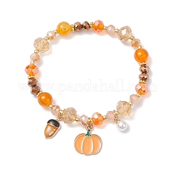 3 шт. 3 стильных браслета с подвесками из эмалированного сплава и АБС-пластика с имитацией жемчуга в стиле Дня благодарения BJEW-JB12627