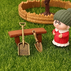 シャベルとスペード合金ミニモデル  マイクロランドスケープドールハウスアクセサリー  小道具の装飾のふりをする  アンティークブロンズ  30x9mm&nbsp;PW-WG0D119-01