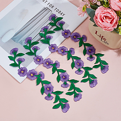 12 шт. вышитых аппликаций с изображением пиона и листьев на ткани&nbsp;PATC-ME0001-33A