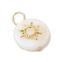 6 шт. 6 стиля плоские круглые подвески в виде звезды и луны из натуральной пресноводной ракушки&nbsp;PALLOY-JF03835