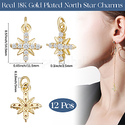 12шт латунные подвески из кубического циркония с микро-паве&nbsp;KK-BBC0017-05