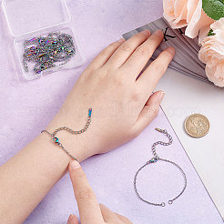 10 Stück Regenbogenfarbe Ionenplattierung (IP) halbfertig 201 Edelstahl Kabelkettenverbinder Armbandherstellung&nbsp;STAS-UN0038-85
