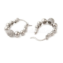 Латунные серьги-кольца из прозрачного кубического циркония EJEW-G399-02P