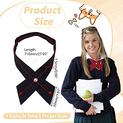3шт. 3-х цветный полиэстеровый регулируемый женский галстук&nbsp;AJEW-HY0002-57