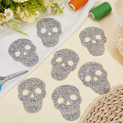 7 Stück Totenkopf-Glitzerharz-Hotfix-Strass&nbsp;DIY-GF0014-22B