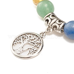 Bracelet extensible en pierre de lave naturelle et pierres mélangées avec mauvais œil au chalumeau&nbsp;BJEW-JB08321-02