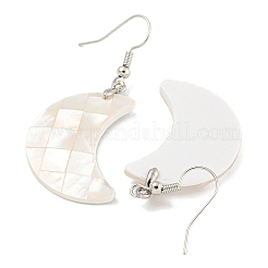 Orecchini pendenti in ottone placcato bianco naturale con conchiglia&nbsp;EJEW-N055-52D