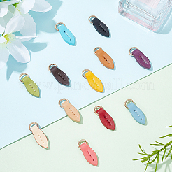 11 шт. двухцветные кожаные язычки для застежек-молний DIY-WR0002-25