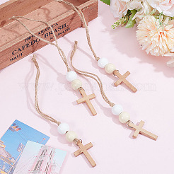 4 pz croce in legno ornamento da appendere&nbsp;HJEW-DR00103