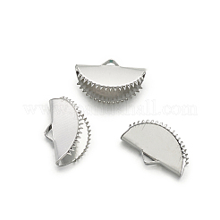 アイアン製カシメリボン止めエンドパーツ  プラチナ  9x15x6.5mm  穴：1.5mm  約100個/袋&nbsp;IFIN-TAC001-07A-P
