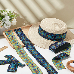 Blumenband aus Polyester-Jacquard im Ethno-Stil&nbsp;SRIB-WH0026-18
