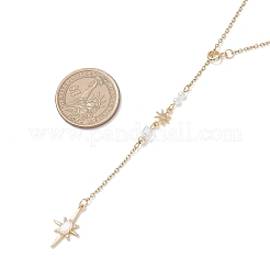 Подвеска-лариат из латуни с прозрачными кубическими цирконами и паве из нержавеющей стали 304 для женщин NJEW-JN05542