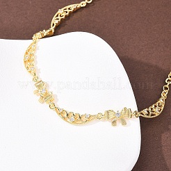 Латунные цепочки-банты и полые лунные звенья с прозрачными кубическими цирконами&nbsp;NJEW-D348-02G